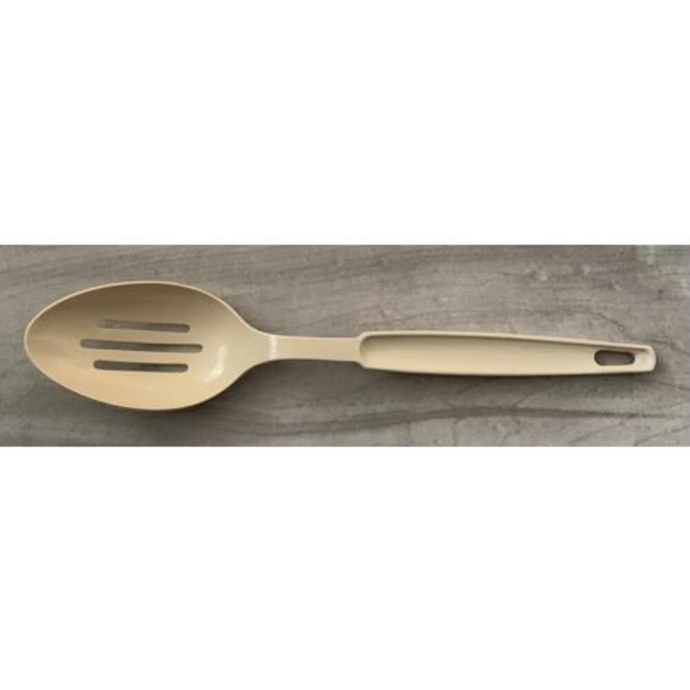 Vintage Almond  Ekco Slotted Serving Spoon  11" Tan Made in USA-excellent